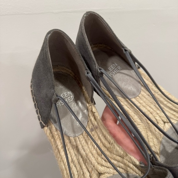 Eileen Fisher Lee Metallic Leather Espadrille Sandal Flat Size 9 - Picture 8 of 10